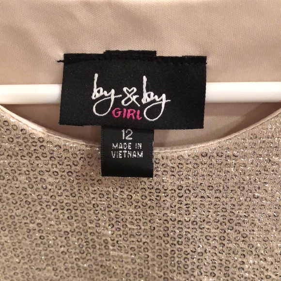 NWT by & by Girls gold metallic dress with crinoline on the bottom sz 12 - Picture 2 of 8